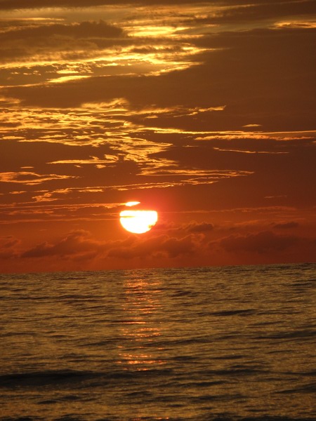Red beach sunrise